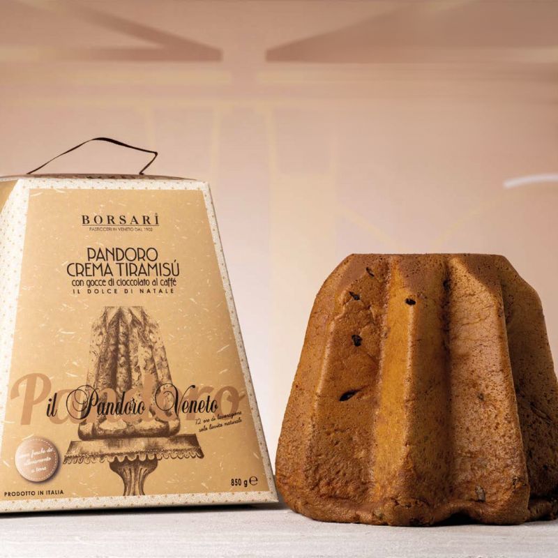 Pandoro with tiramisu cream and coffee chocolate drops 850g BORSARI