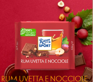 Chocolate bar Rum Raisins and Hazelnuts 100g. Ritter Sport