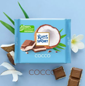 Chocolate bar filled with coconut 100g. Ritter Sport