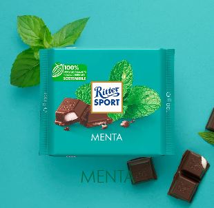 Chocolate bar filled with mint 100g. Ritter Sport