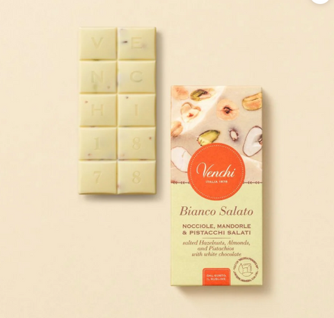 Chocolat blanc aux pistaches salées, amandes et noix - Tablette 100g VENCHI