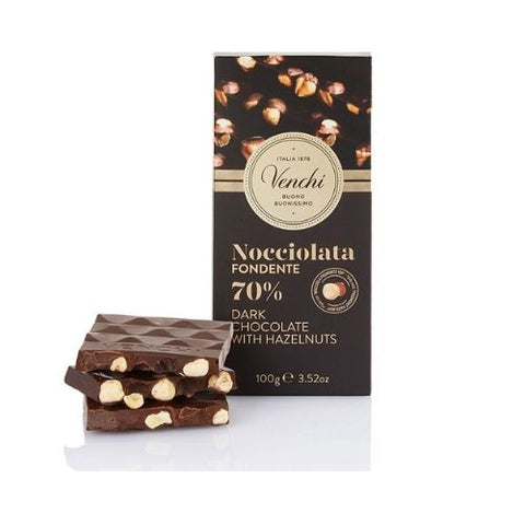 Nocciolata Dark Chocolate 70% with Hazelnuts - 100g bar VENCHI